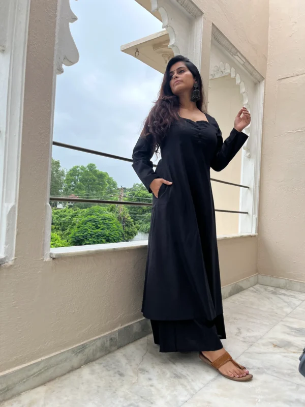 Black A line kurta with palazzo