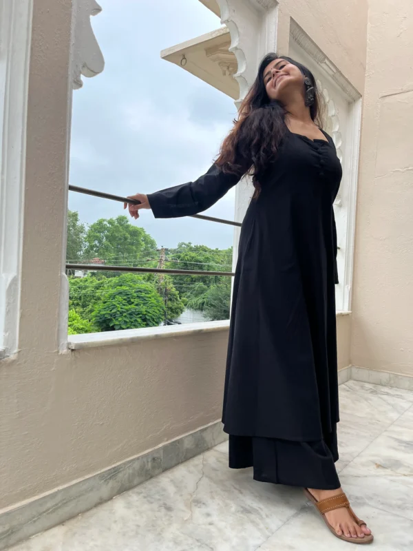 Black A line kurta with palazzo