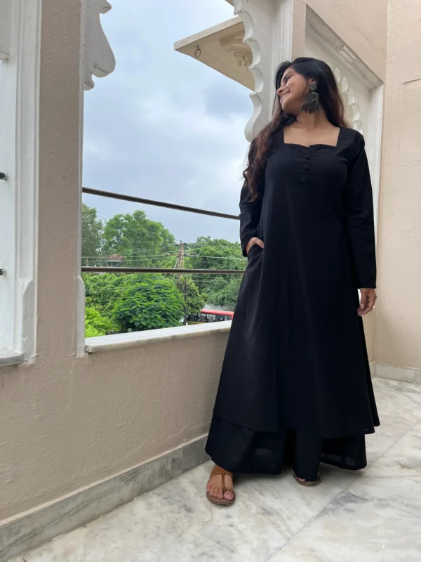 Black A line kurta with palazzo