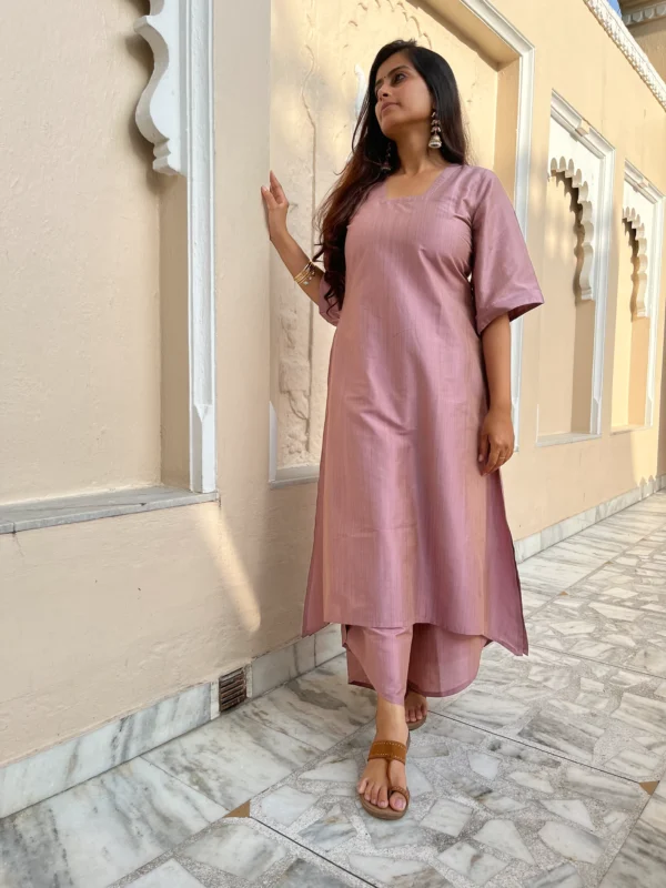 Baby pink silk kurta set