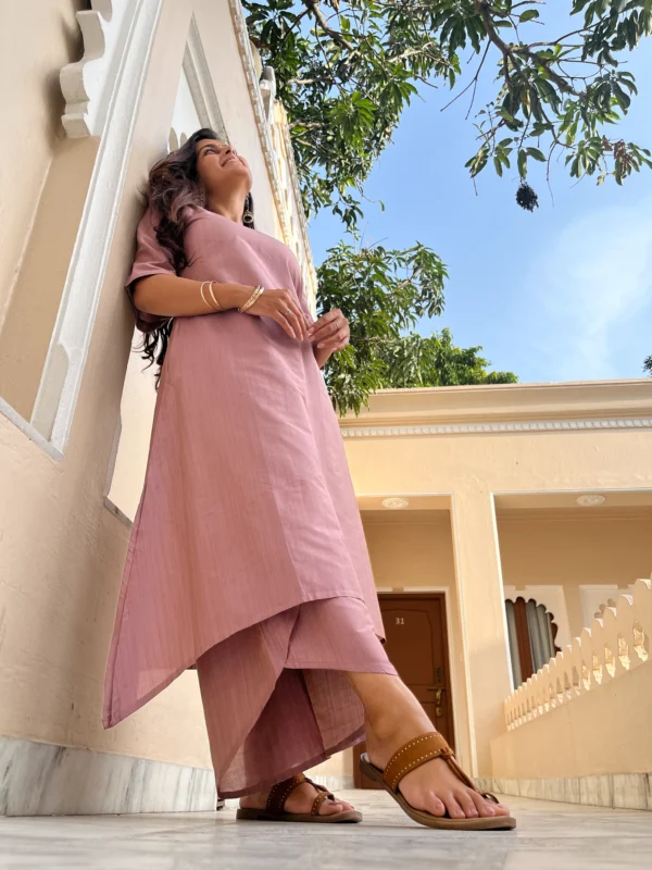 Baby pink silk kurta set