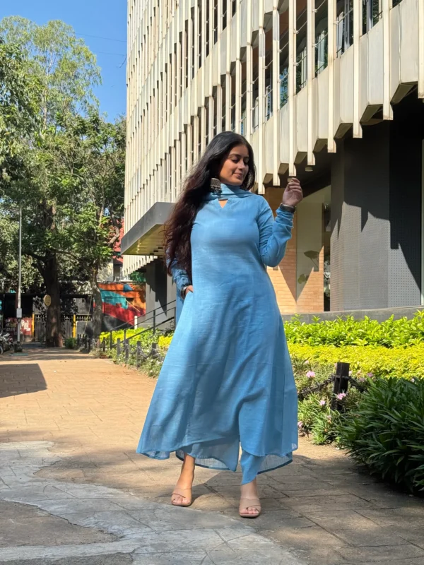 Jheel Kurta with Dhoti Pants and Dupatta in baby blue