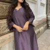 Meher silk kurta set in purple