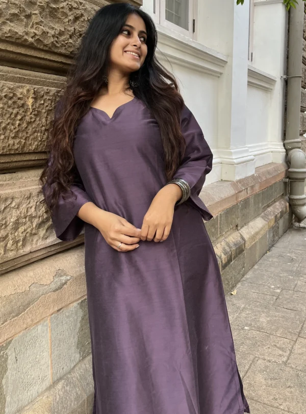 Meher silk kurta set in purple