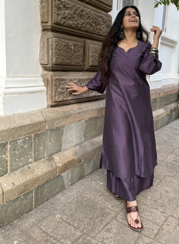 Meher silk kurta set in purple